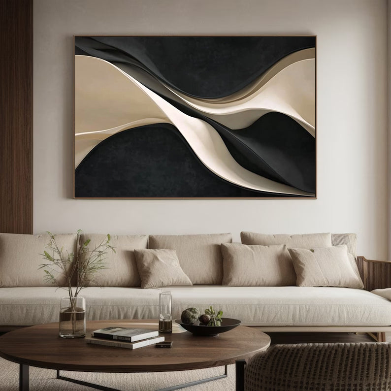 Black white wood texture wall decor painting wood sculpture wall art