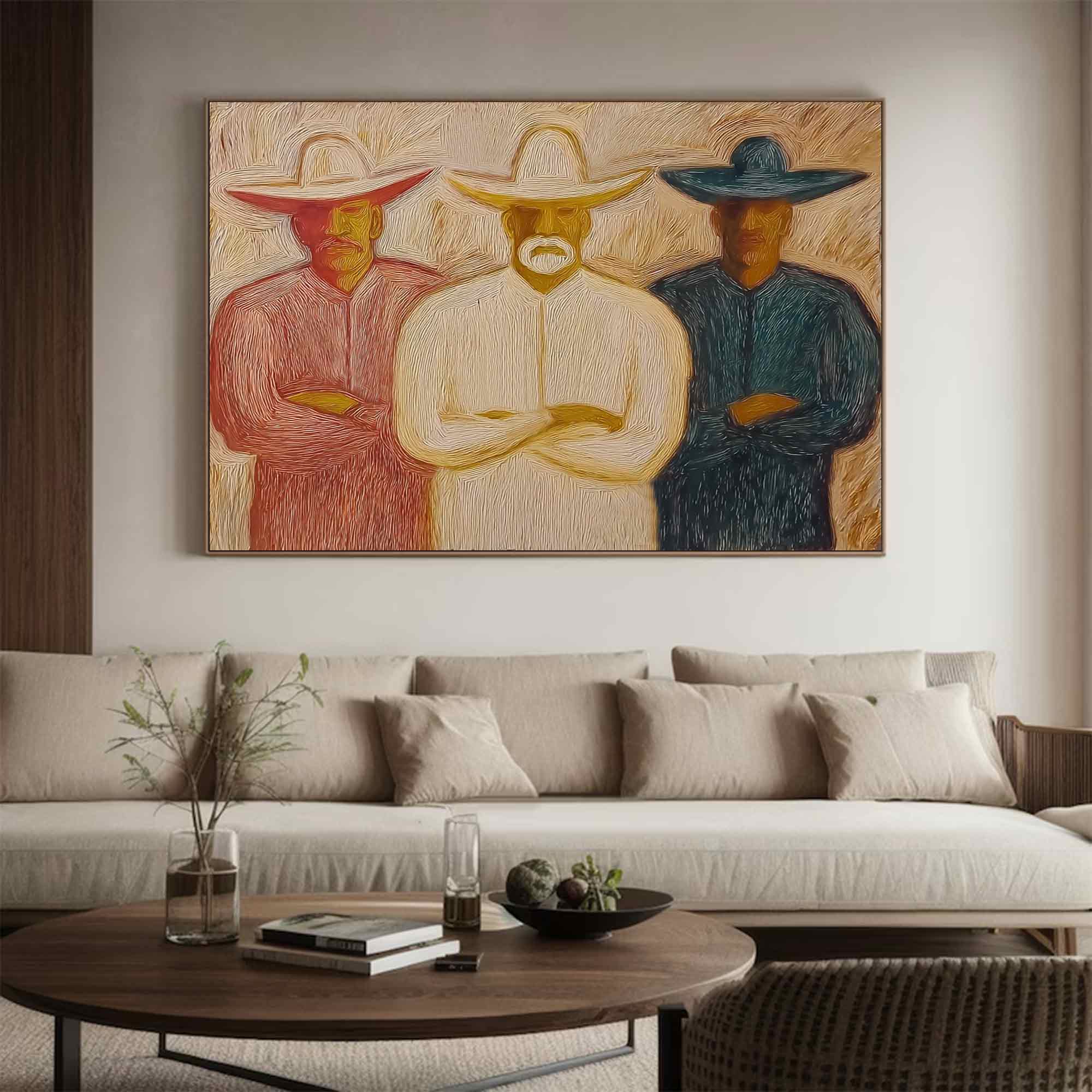 Abstract people painting, western cowboy people graffiti wall decor painting