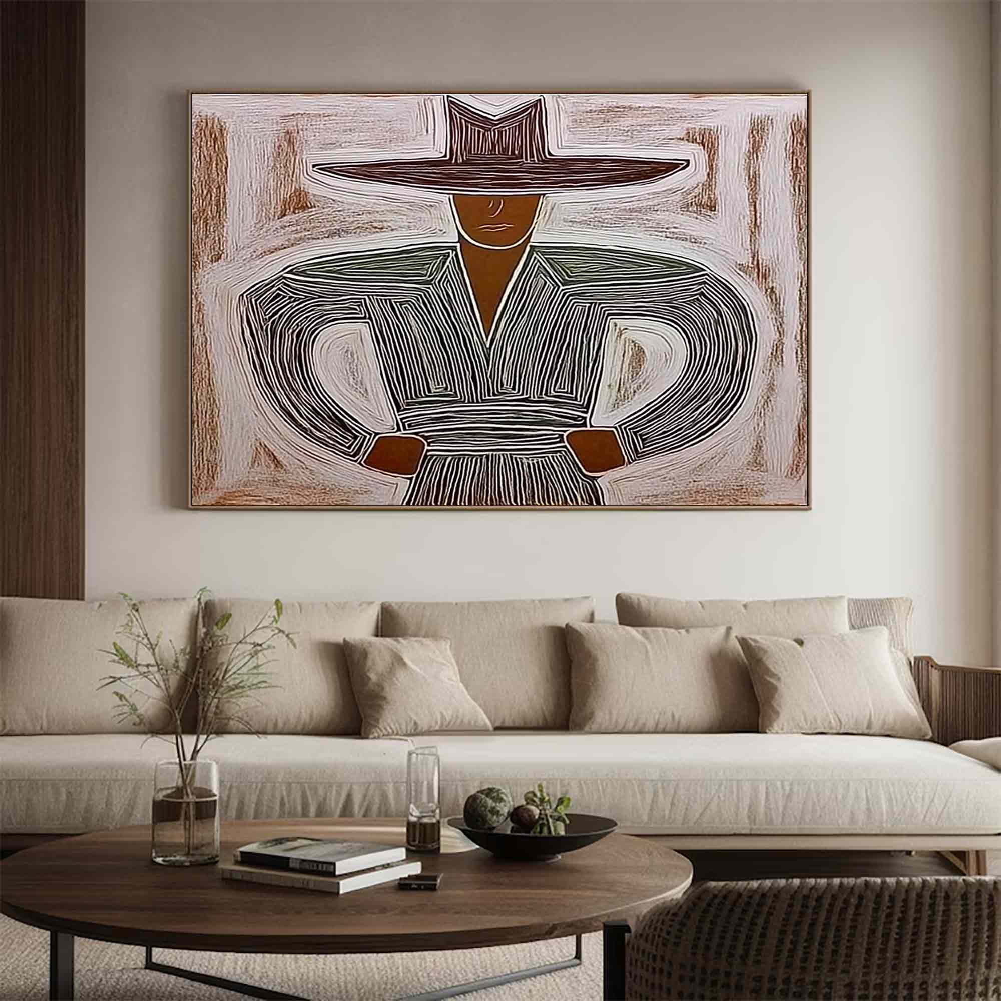 Abstract cowboy wall art Boho western abstract art modern cowboy art