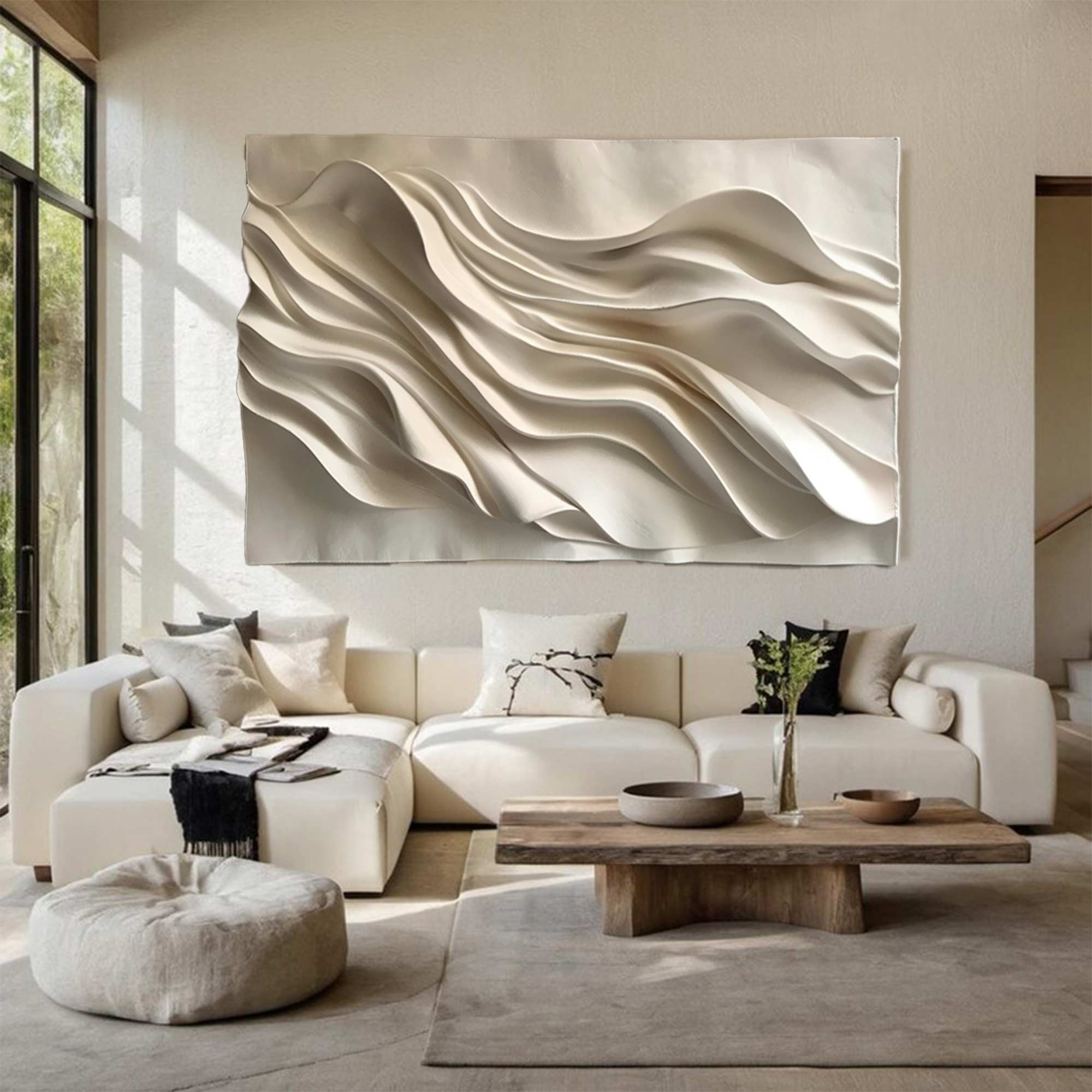 Large Horizontal decor Art Hand-Painted Wood Carving Wall decor art