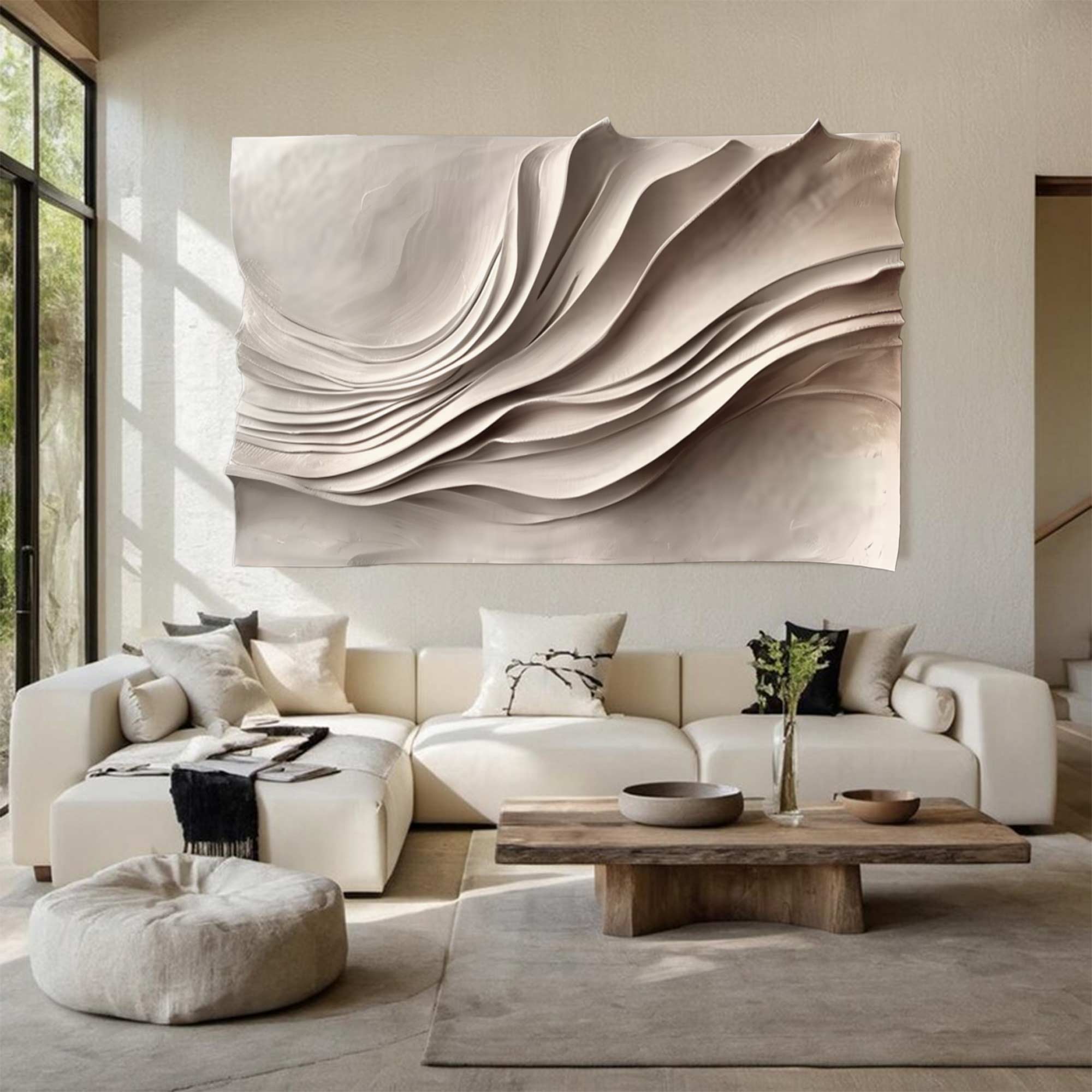 Large Horizontal decor Art Hand-Painted Wood Carving Wall decor art