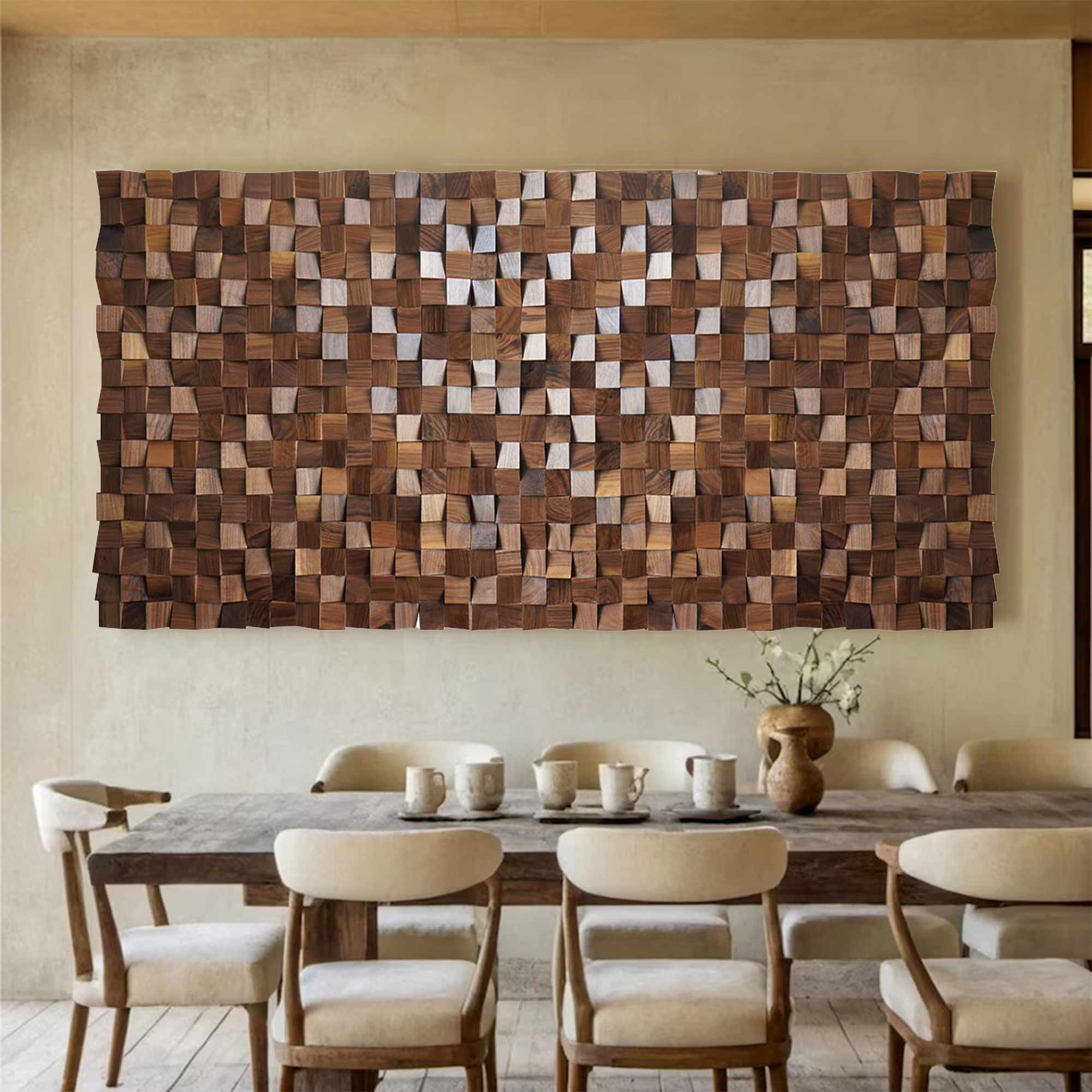 Hand-Painted Wood Carving Wall Art: Abstract 3D Textured Sculpture art