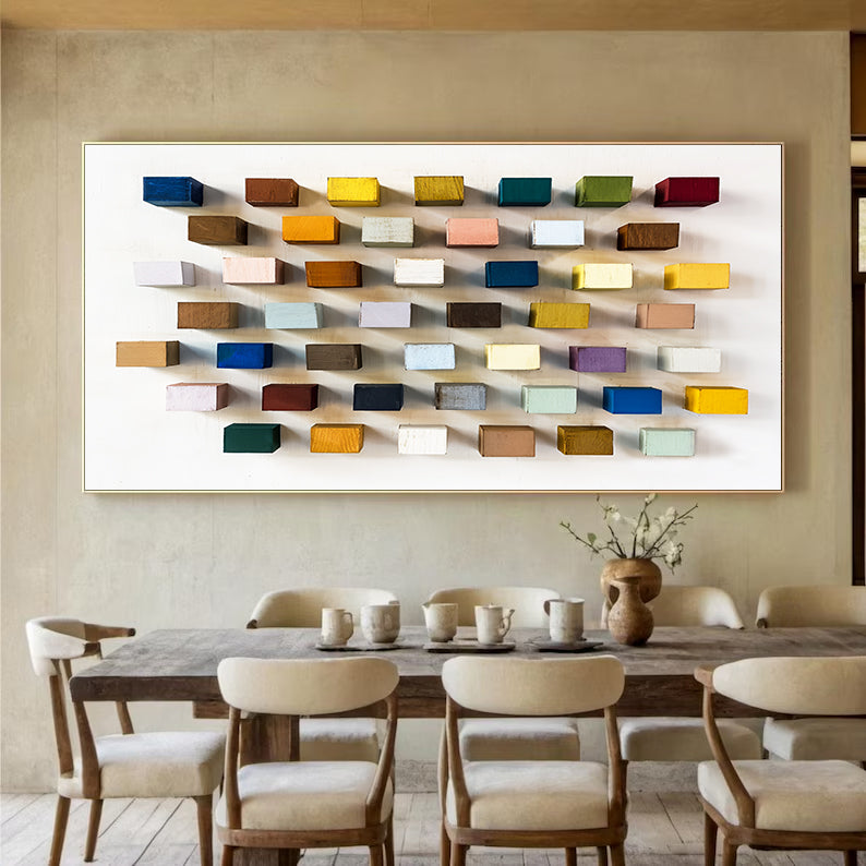 3D Wooden Wall Art Geometric Wood Wall Art Modern Wood Mosaic Wall Decor