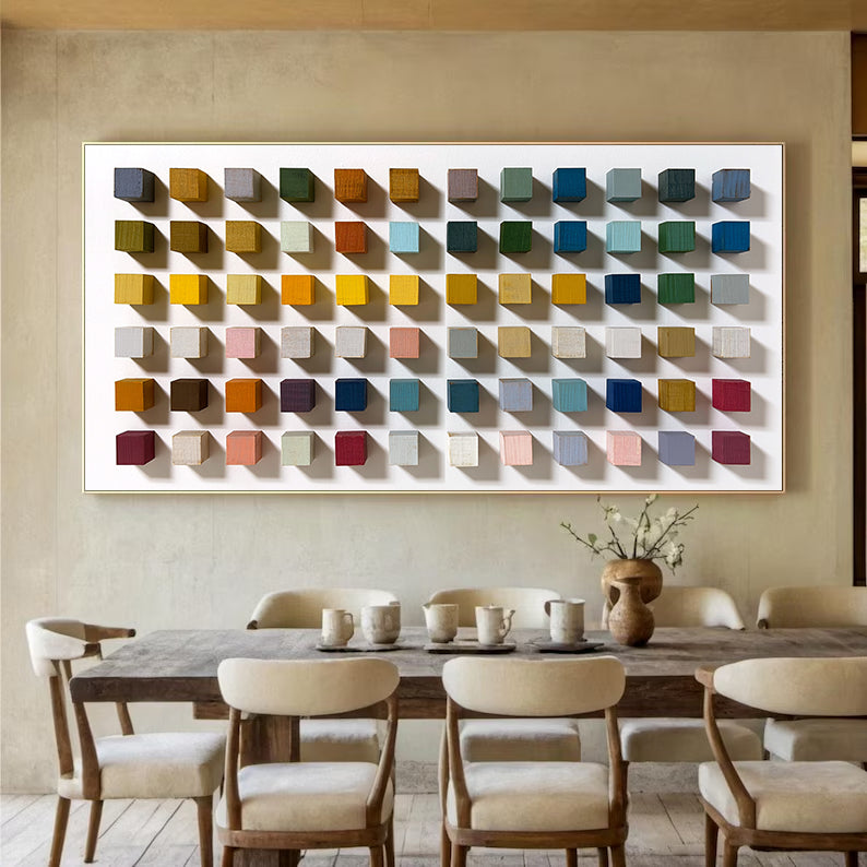 Wood 3D Textured Wall Art colorful Contemporary Wood Wall Decor 