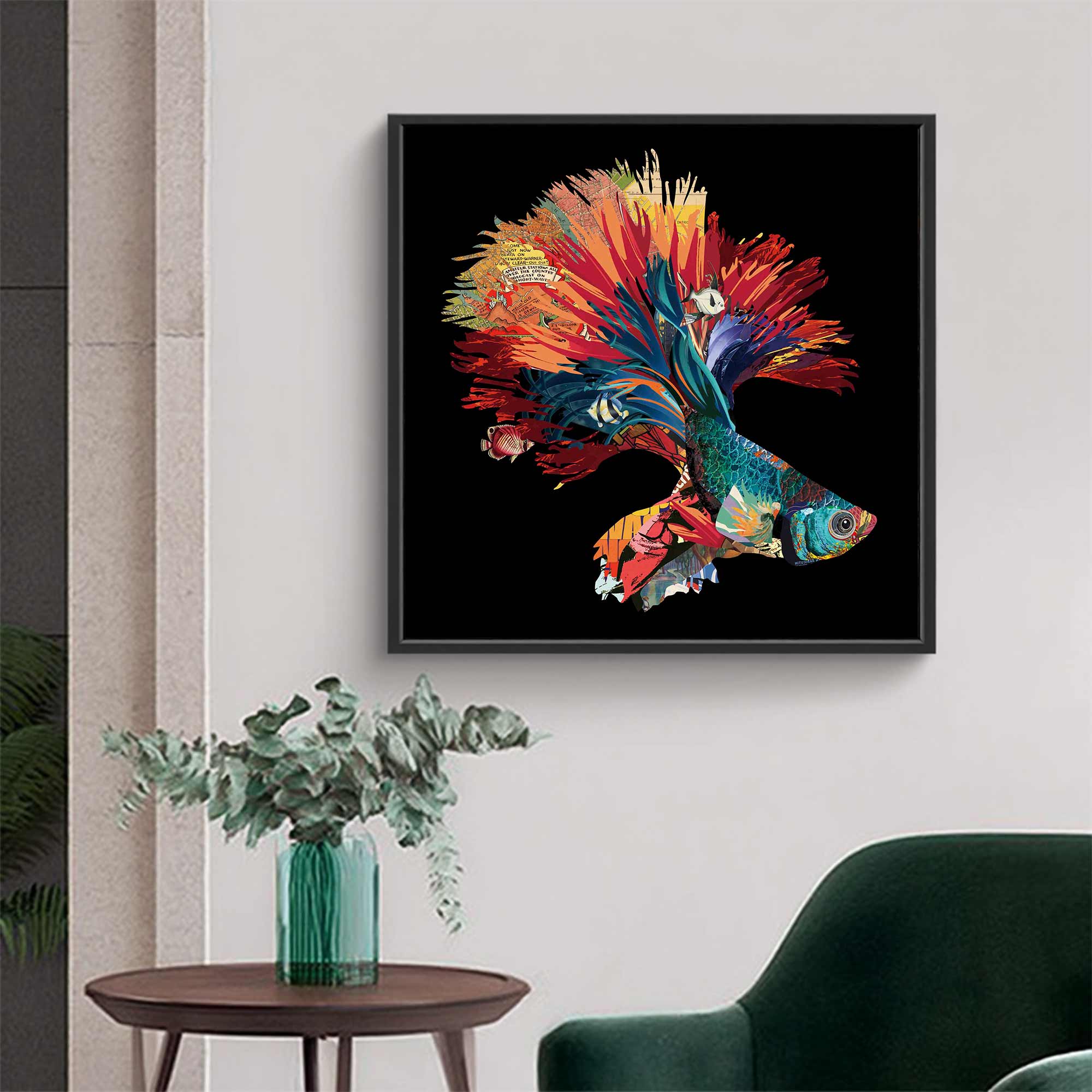 Color Carp Painting Collage art painting Carp collage art Carp painting