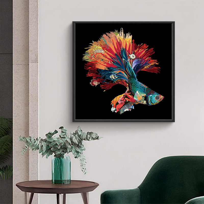 Color Carp Painting Collage art painting Carp collage art Carp painting