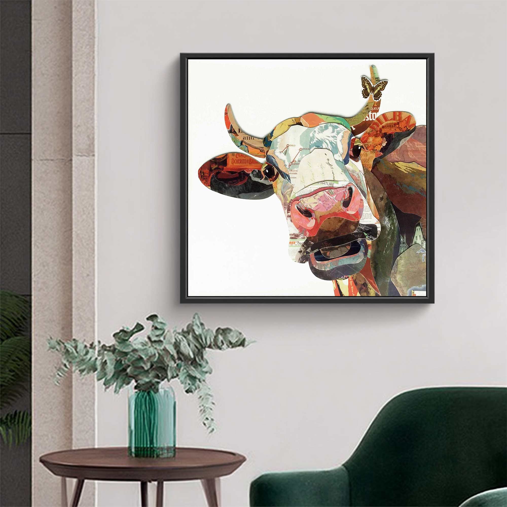 Dairy cow Collage art painting bull collage art dairy cow painting