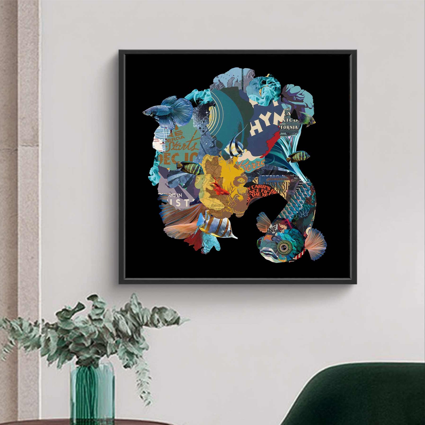 Color Carp Painting Collage art painting Carp collage art Carp painting