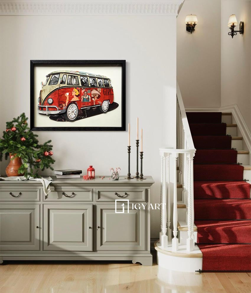 Collage art painting Car Collage Art children's room decor painting
