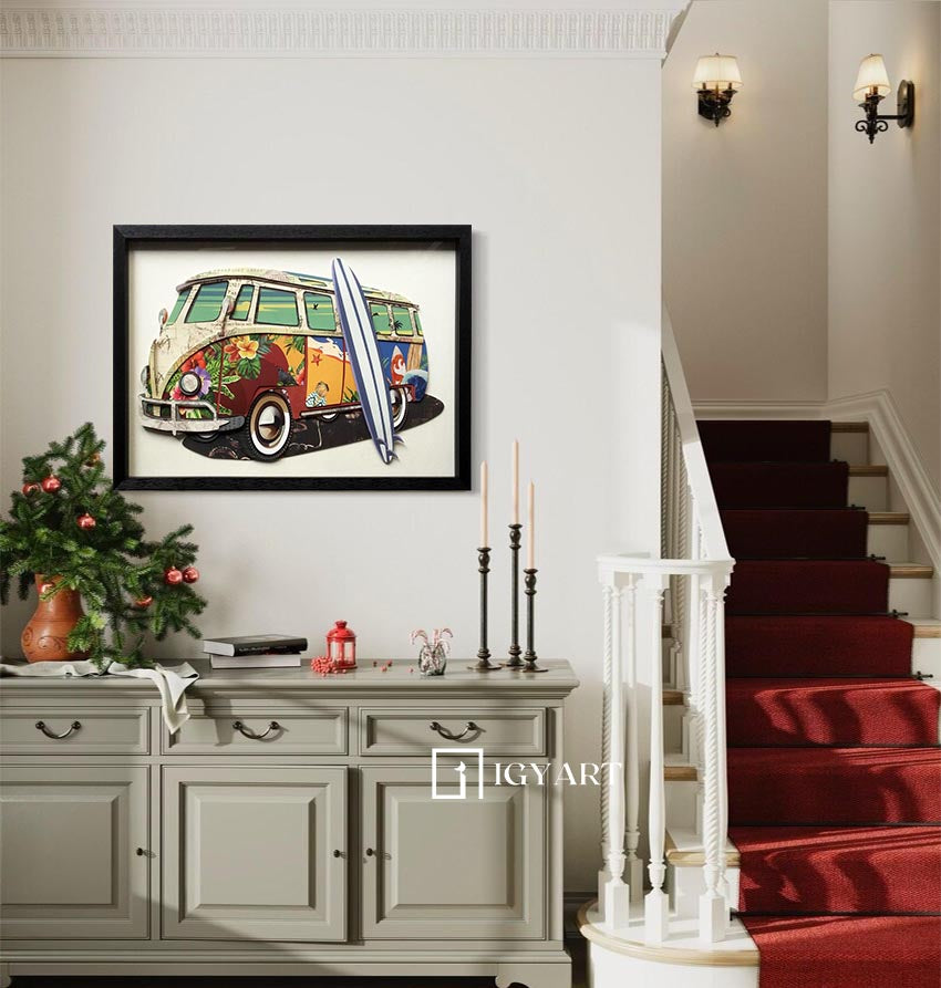 Collage art painting Car Collage Art children's room decor painting