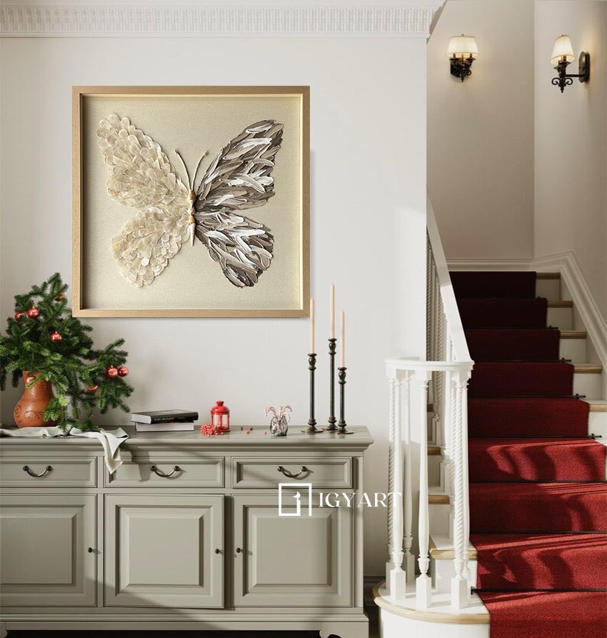 butterfly painting shell decor art butterfly wall art Shell decor painting