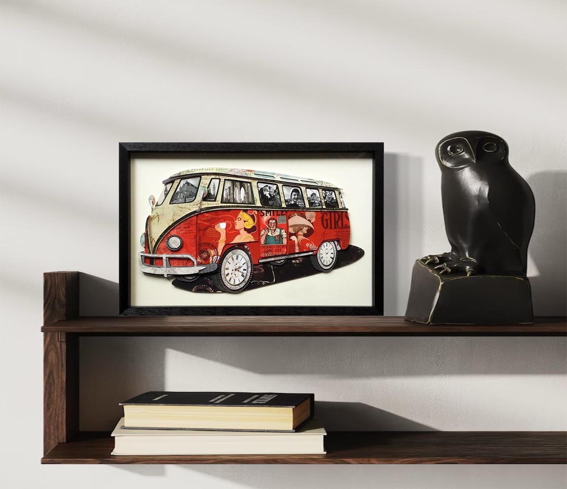 Collage art painting Car Collage Art children's room decor painting