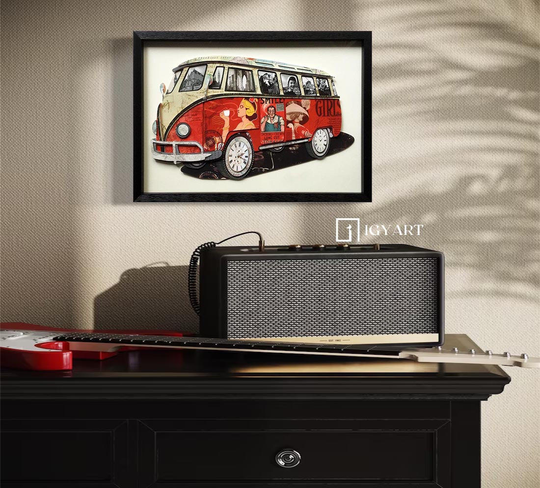 Collage art painting Car Collage Art children's room decor painting