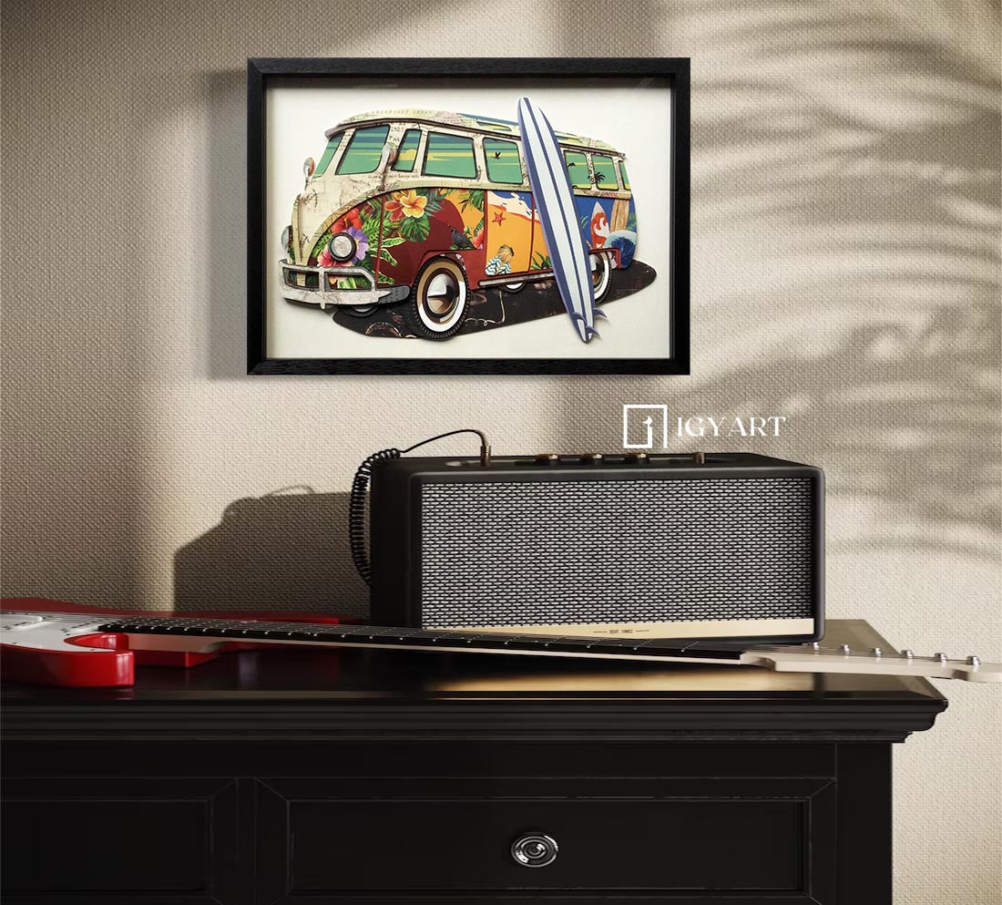 Collage art painting Car Collage Art children's room decor painting