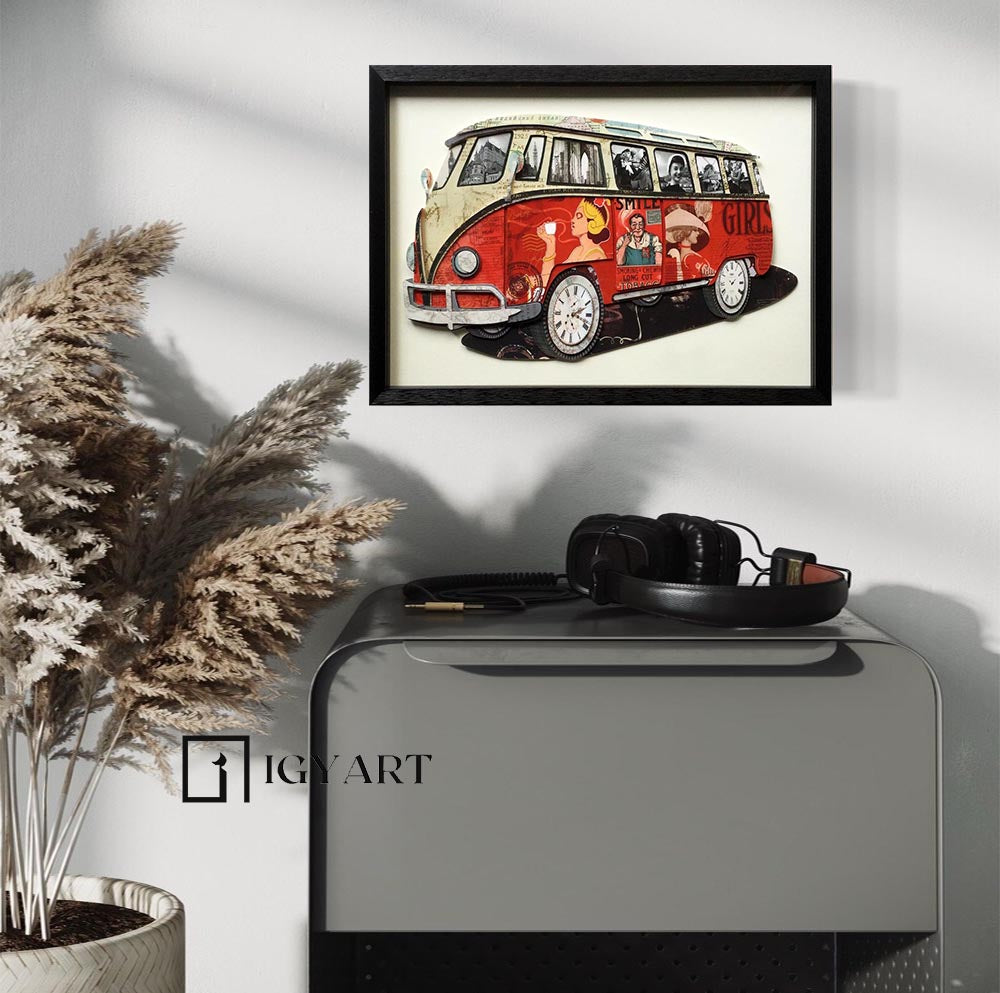 Collage art painting Car Collage Art children's room decor painting