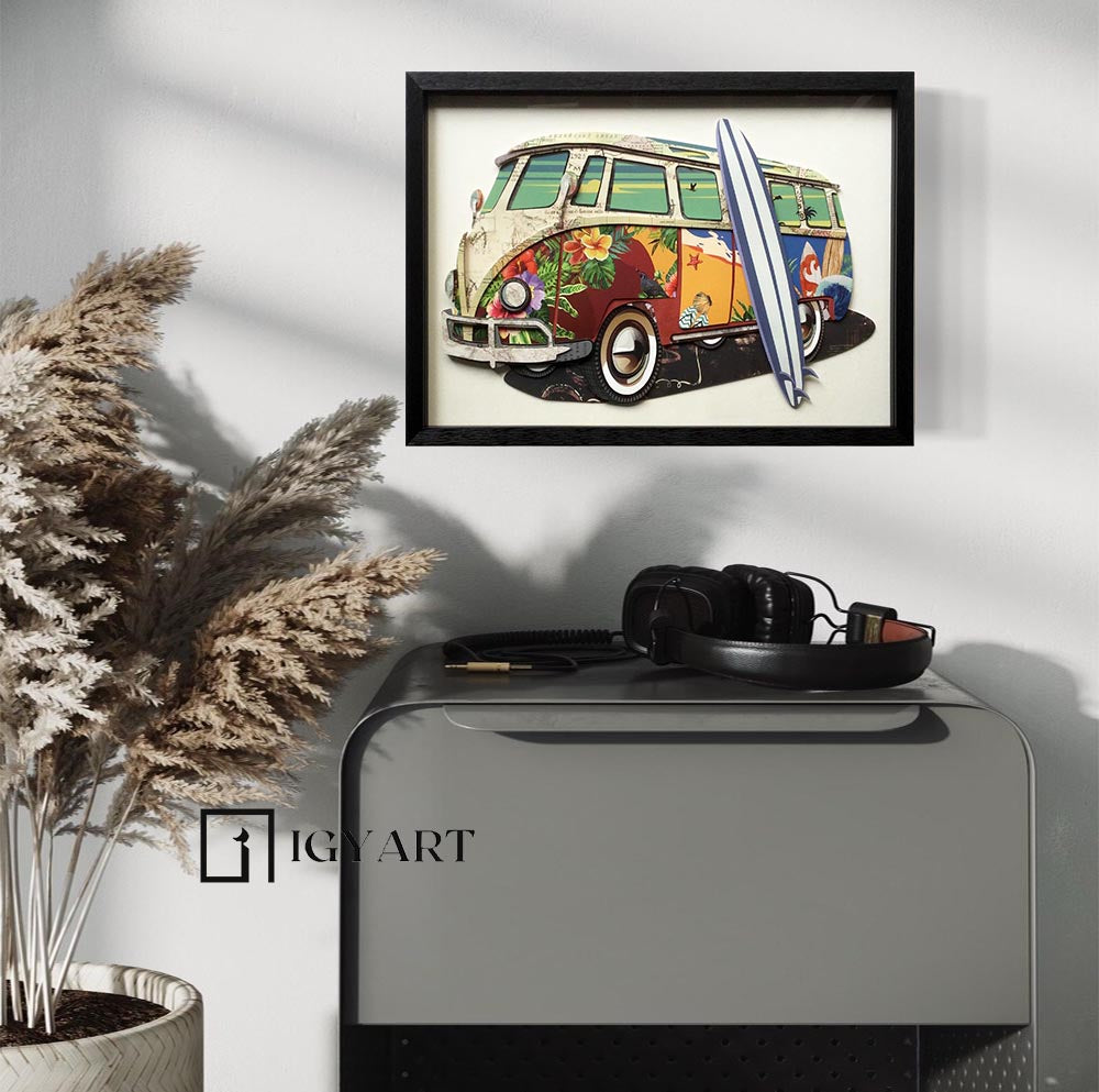 Collage art painting Car Collage Art children's room decor painting
