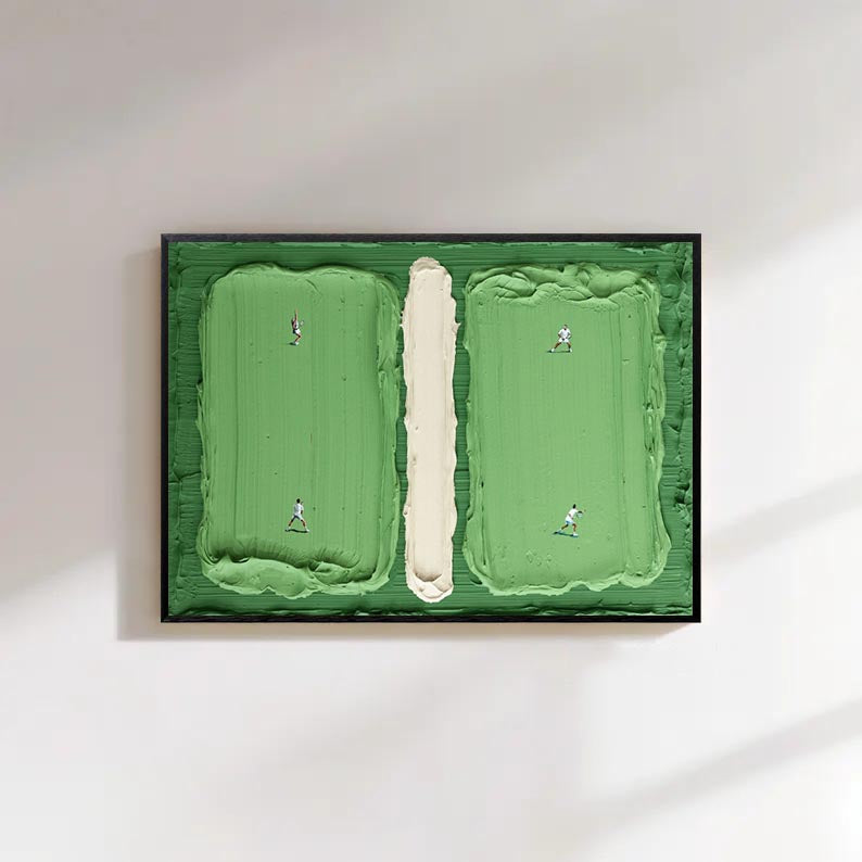 green Tennis Court Art green Tennis Ball 3D Texture Impasto Art