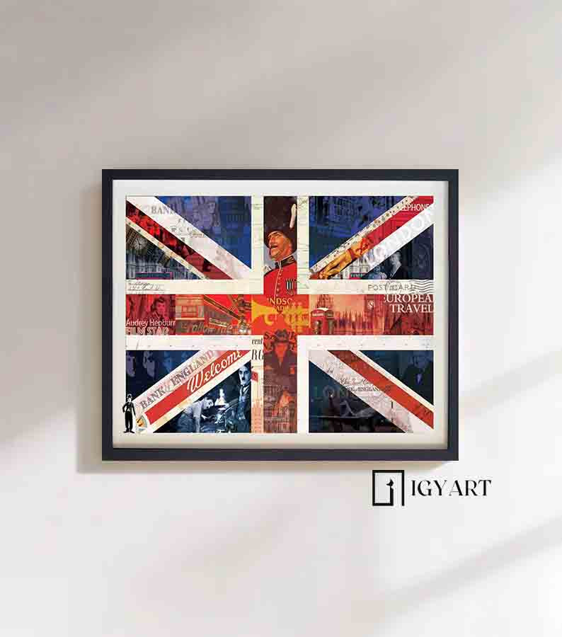 French flag Collage art painting children's room decor painting