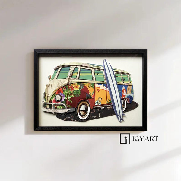 Collage art painting Car Collage Art children's room decor painting