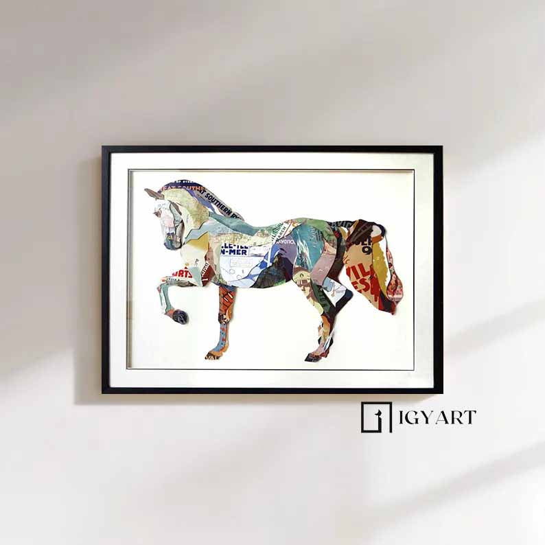 Horse Collage Art Collage art painting children's room painting
