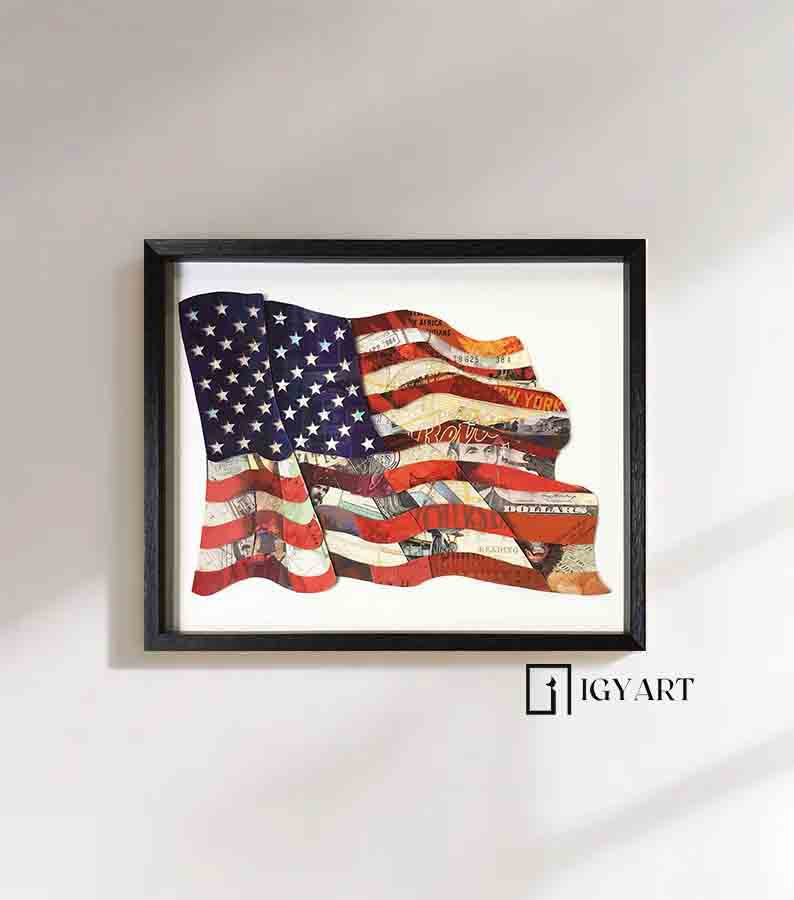 American Flag Collage art painting children's room decor painting