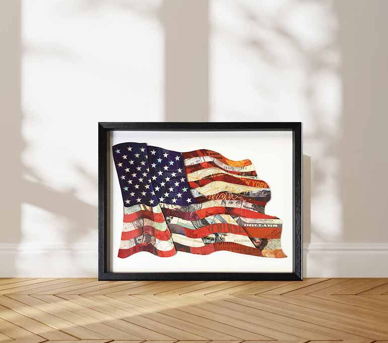American Flag Collage art painting children's room decor painting