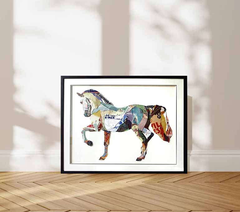 Horse Collage Art Collage art painting children's room painting