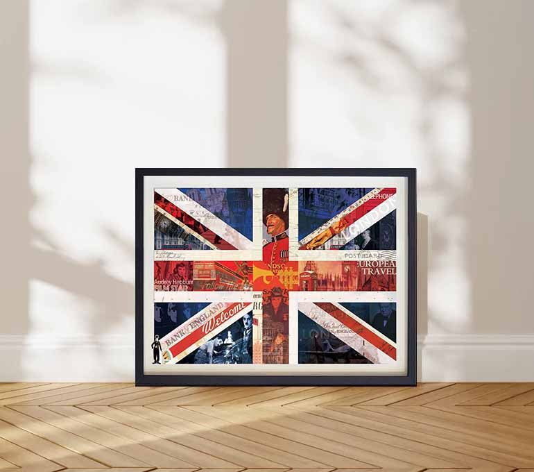 French flag Collage art painting children's room decor painting
