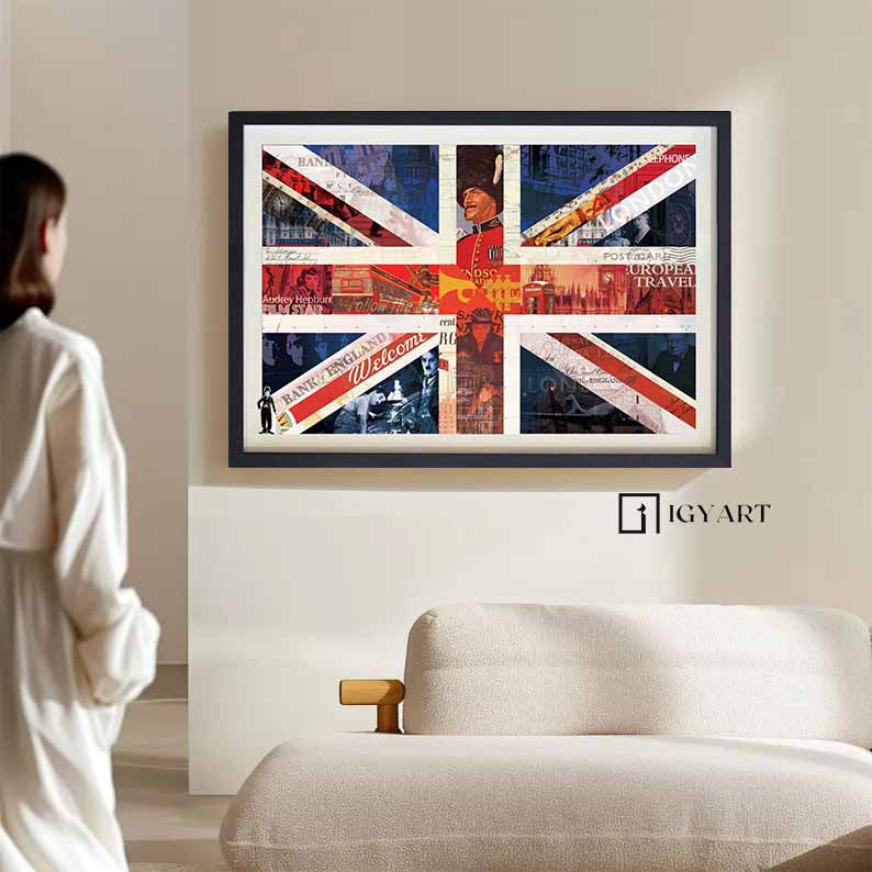 French flag Collage art painting children's room decor painting