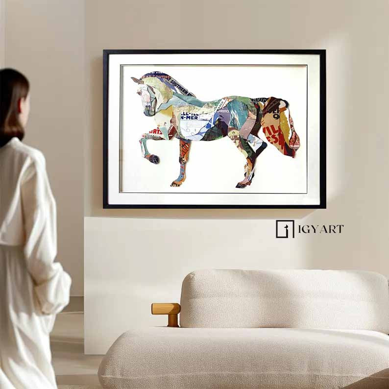 Horse Collage Art Collage art painting children's room painting