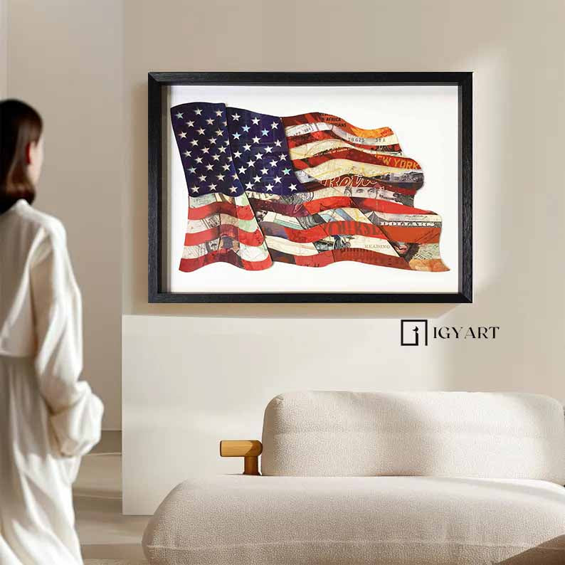 American Flag Collage art painting children's room decor painting
