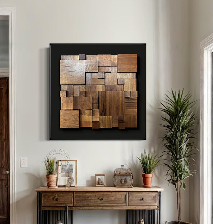 wood wall painting 3D Textured Wall Art Wood collage decor painting