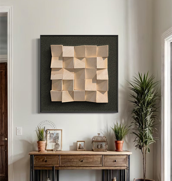 wood wall painting 3D Textured Wall Art Wood collage decor painting