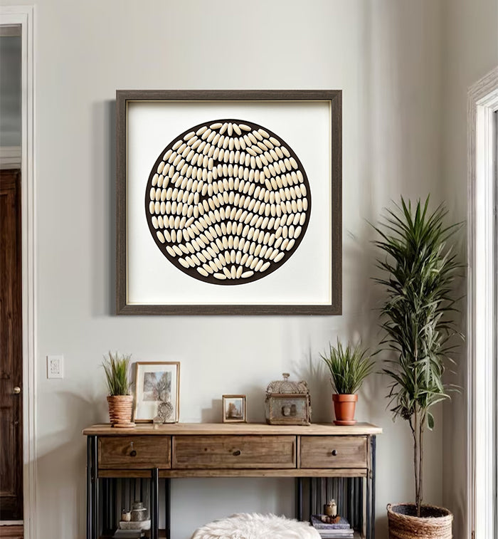 Shell painting,sea shell ornaments,shell wall art Conch decor painting
