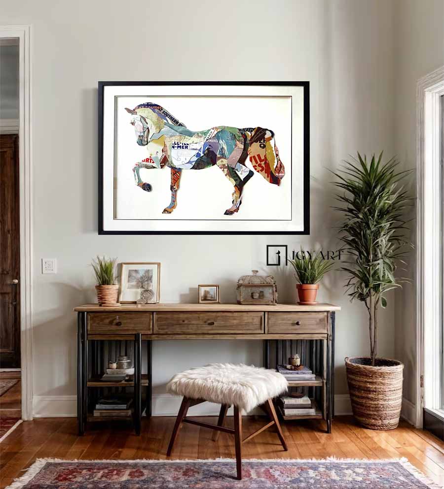 Horse Collage Art Collage art painting children's room painting