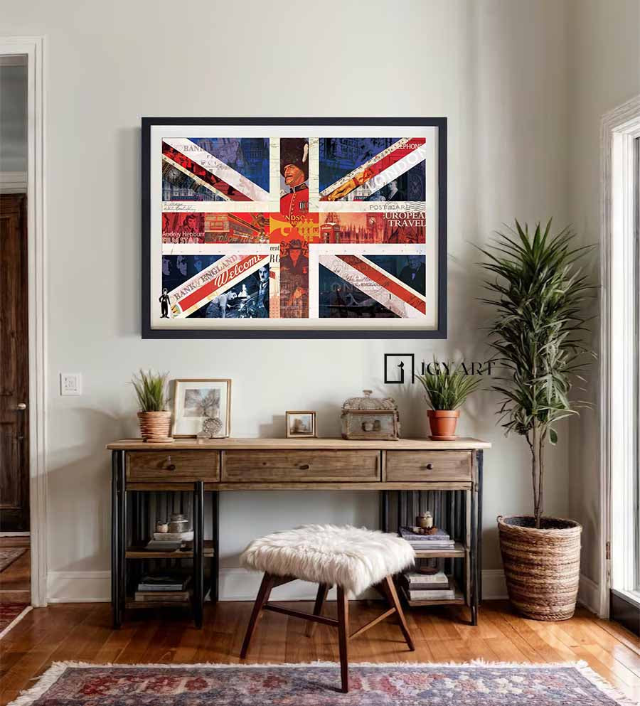 French flag Collage art painting children's room decor painting