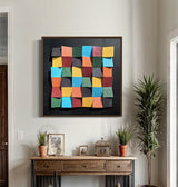 Colorful wood wall Textured Art Colorful Wood collage decor painting