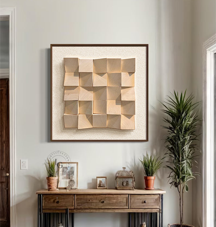 Original wood color wood wall Textured Art Wood collage decor painting