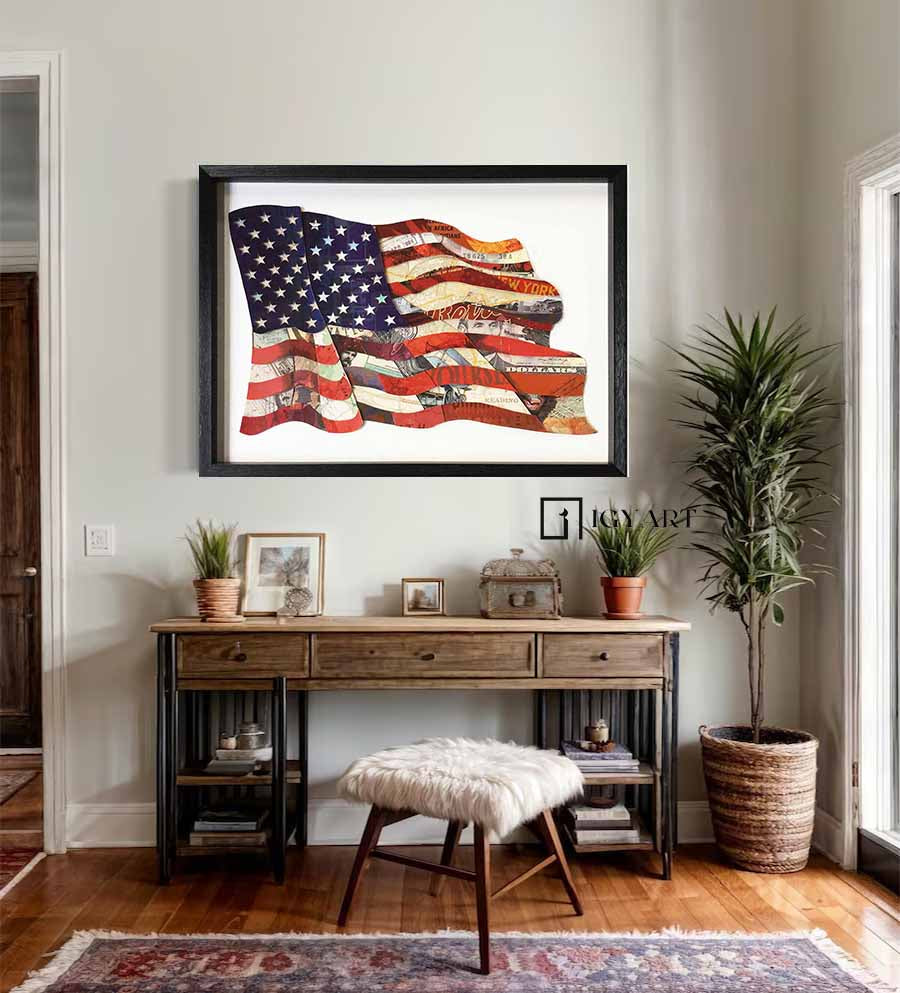 American Flag Collage art painting children's room decor painting