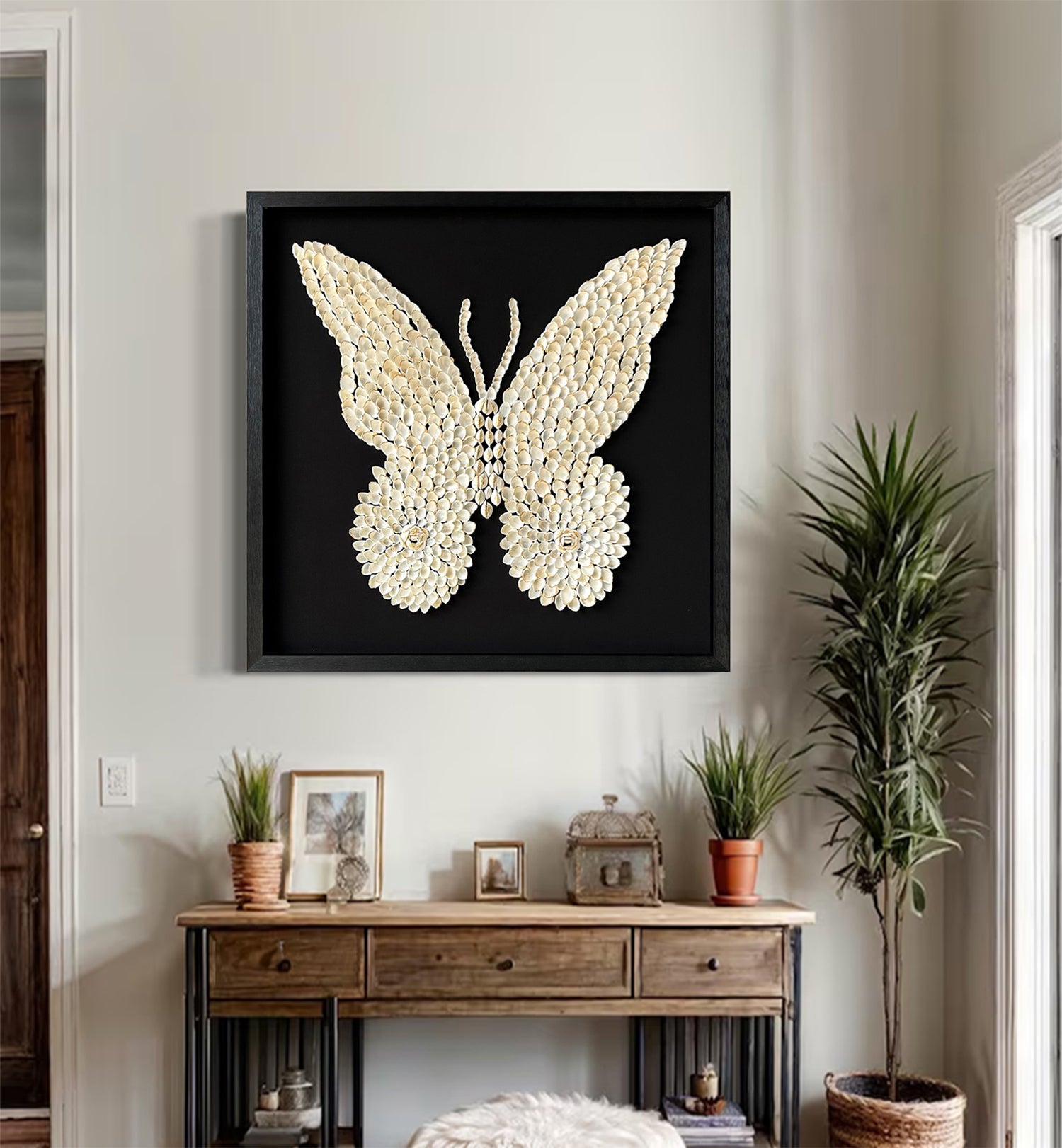 shell wall decor art Shell decor painting butterfly painting