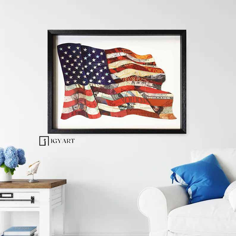 American Flag Collage art painting children's room decor painting