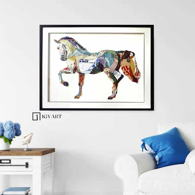 Horse Collage Art Collage art painting children's room painting