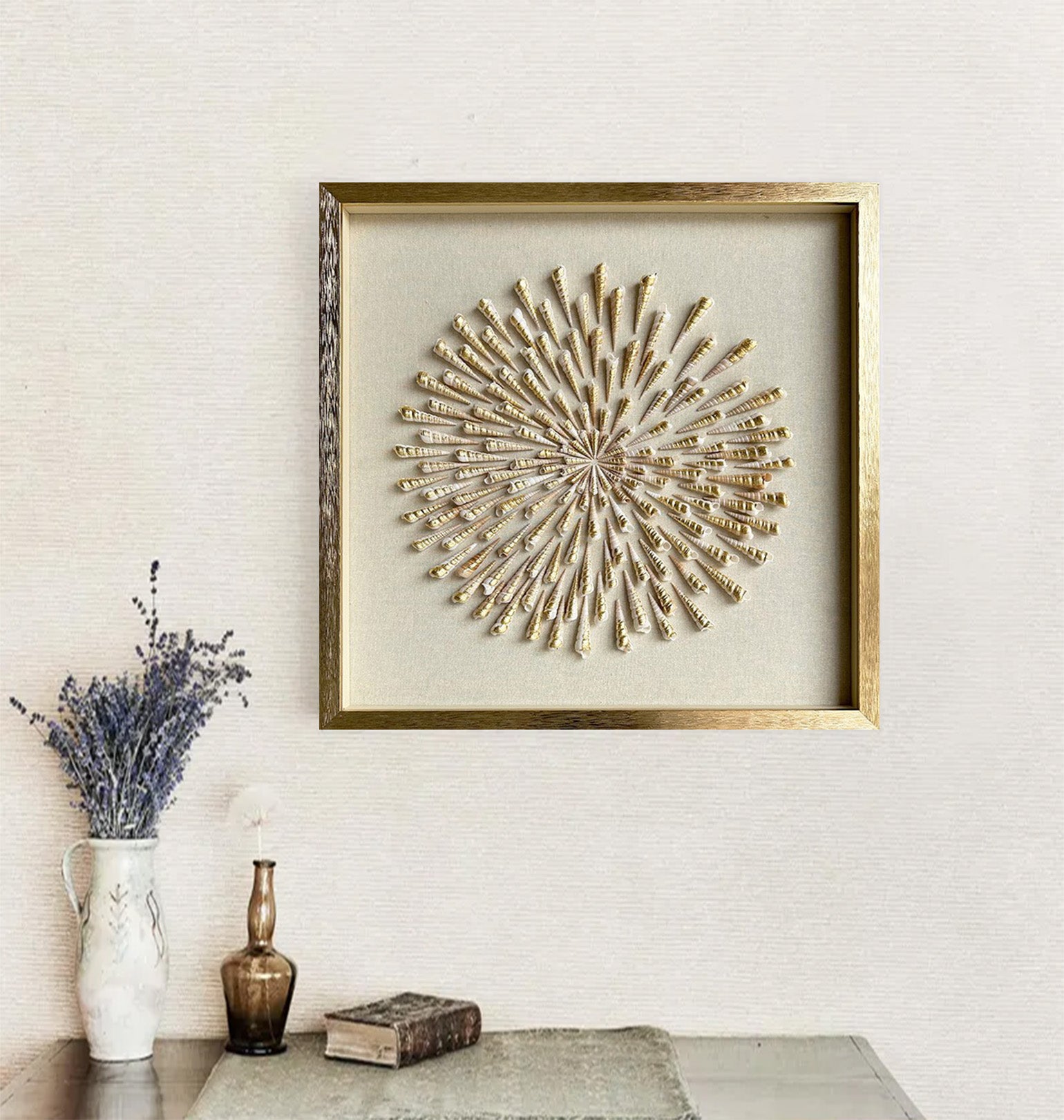 Golden conch wall decor art Golden conch painting conch decor painting