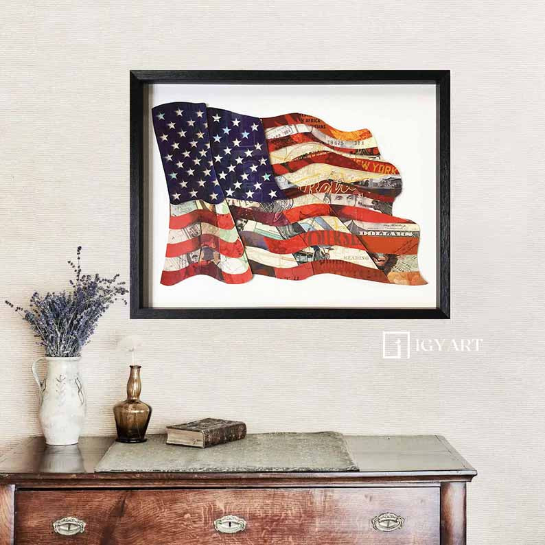 American Flag Collage art painting children's room decor painting