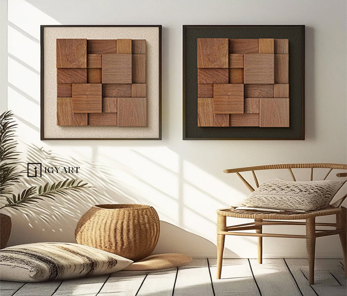 Set of 2 Wood decor painting Wood wall art Set of 2 wood Textured Art 