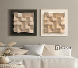Set of 2 Wood decor painting Wood wall art Set of 2 wood Textured Art 