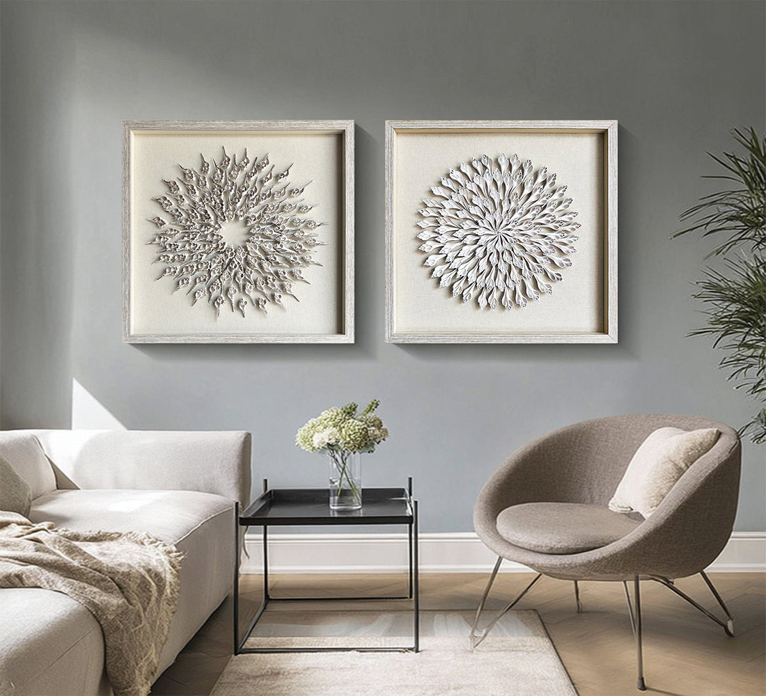 Set of 2 Shell painting,sea shell art decor Set of 2 shell wall decor 
