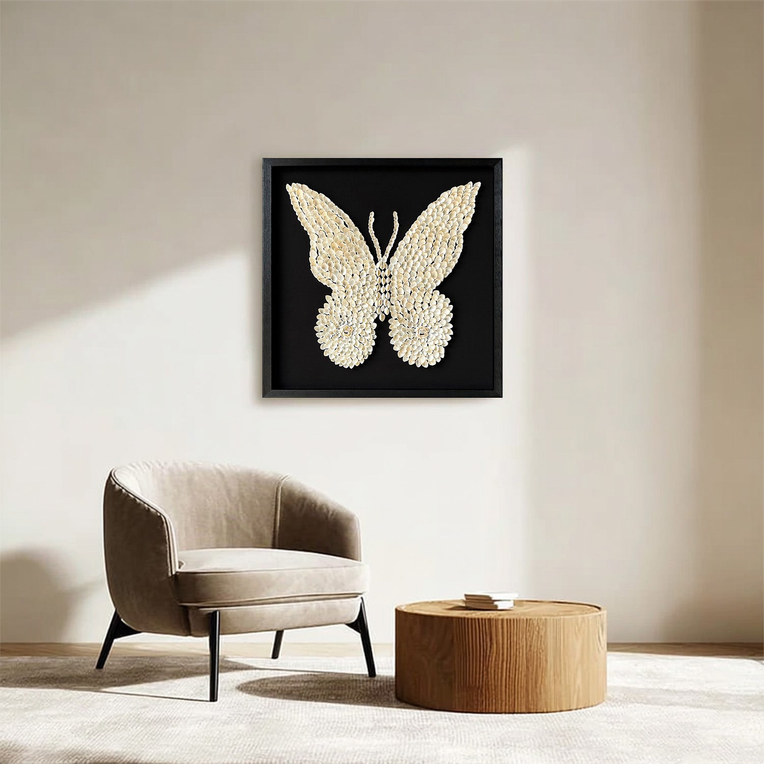 shell wall decor art Shell decor painting butterfly painting