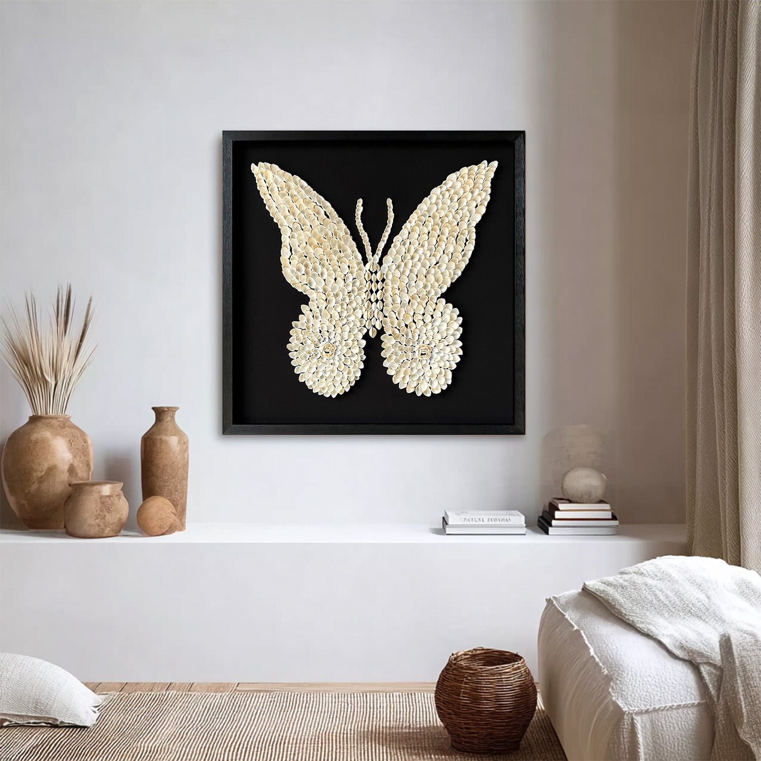 shell wall decor art Shell decor painting butterfly painting