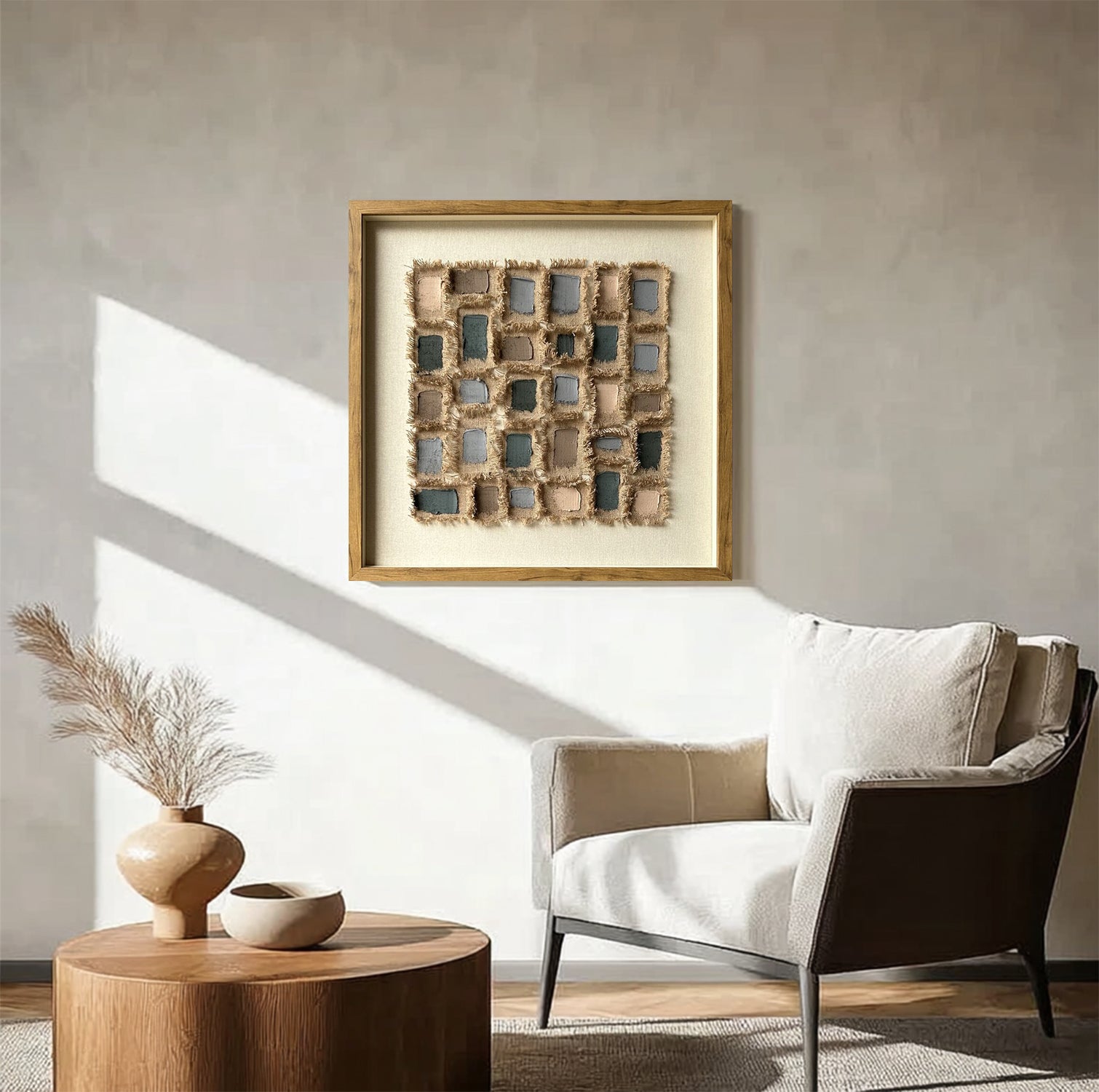 Brown canvas paint art, linen decor painting, canvas decor painting
